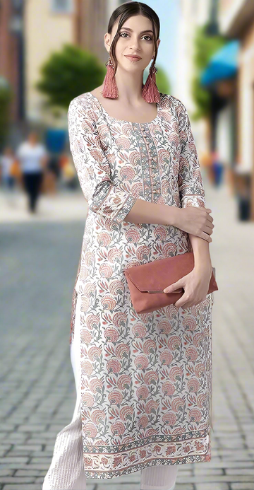 Women's Cotton Printed Straight Kurti