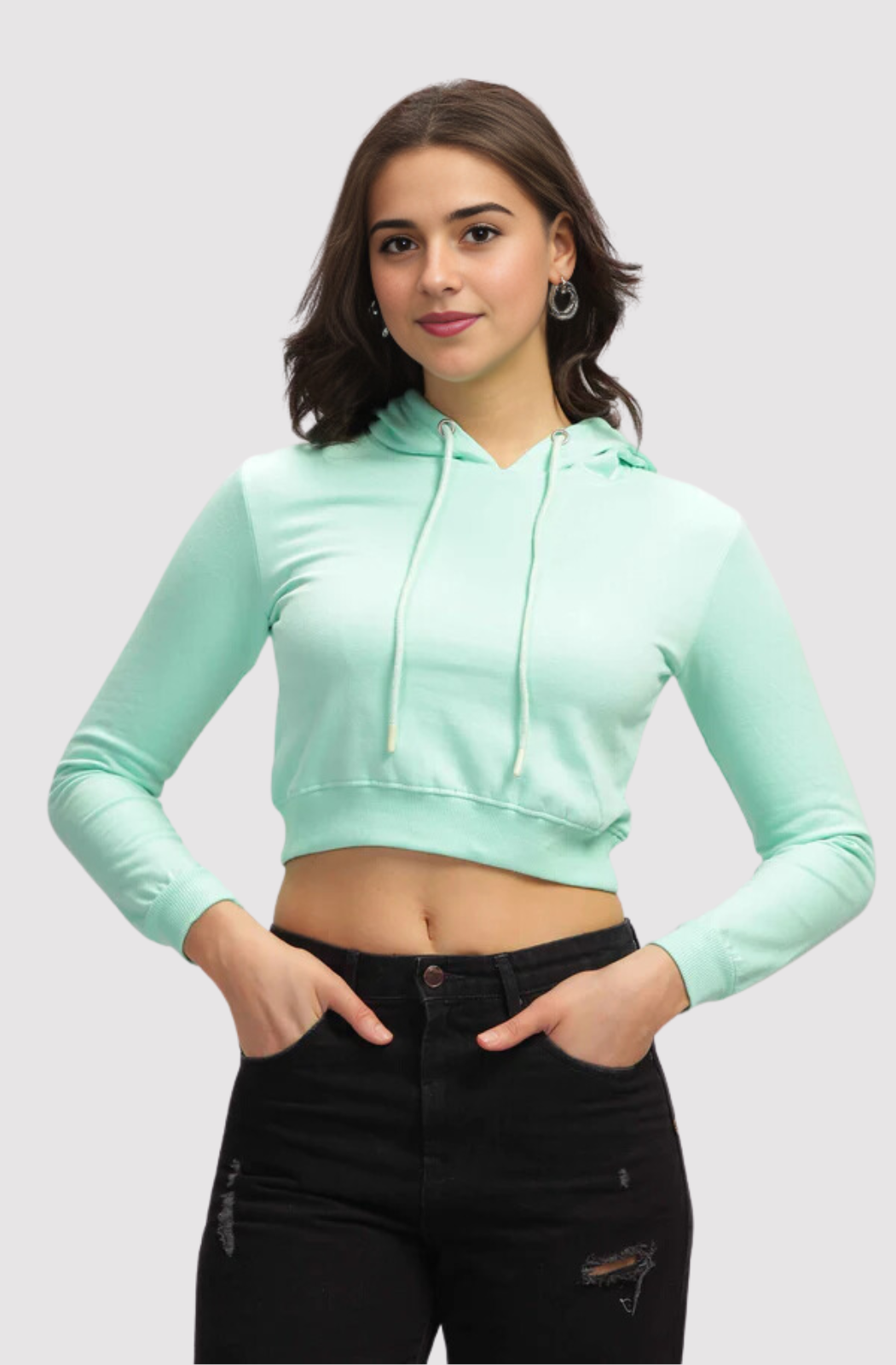 ChicExclusive Mint Crop Hoodie