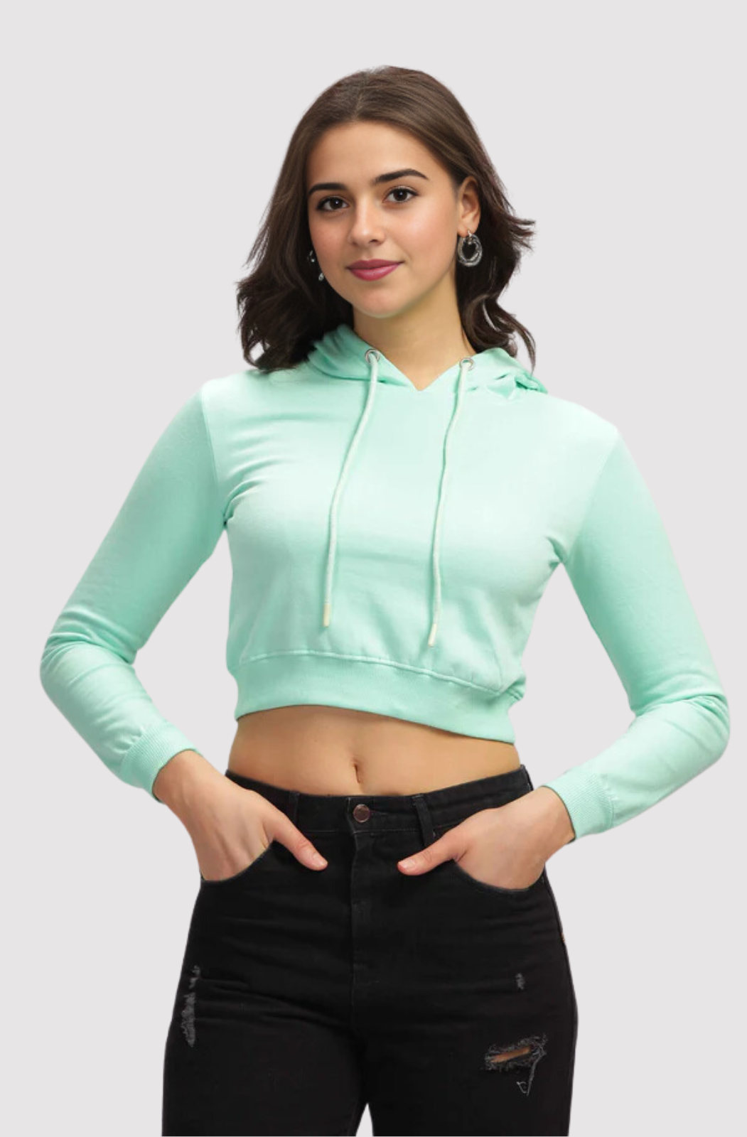 Mint green cropped hoodie discount