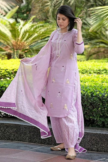 Women's Rayon Blend Hand Block Printed Straight 3Pc Kurta Set