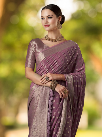 Women's Georgette Geometric Printed Saree With Unstitched Blouse
