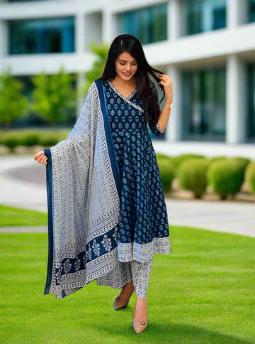 New Women's Rayon Anarkali 3Pc Kurta Set