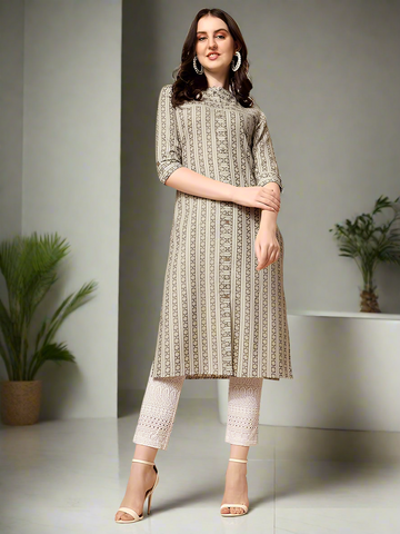Women's Cotton Blend Regular Kurti