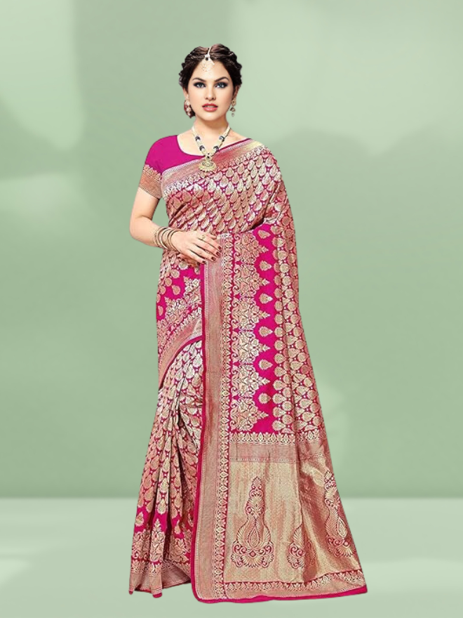 Women's Trendy Banarasi Kanjivaram Art Silk Saree with Blouse Material