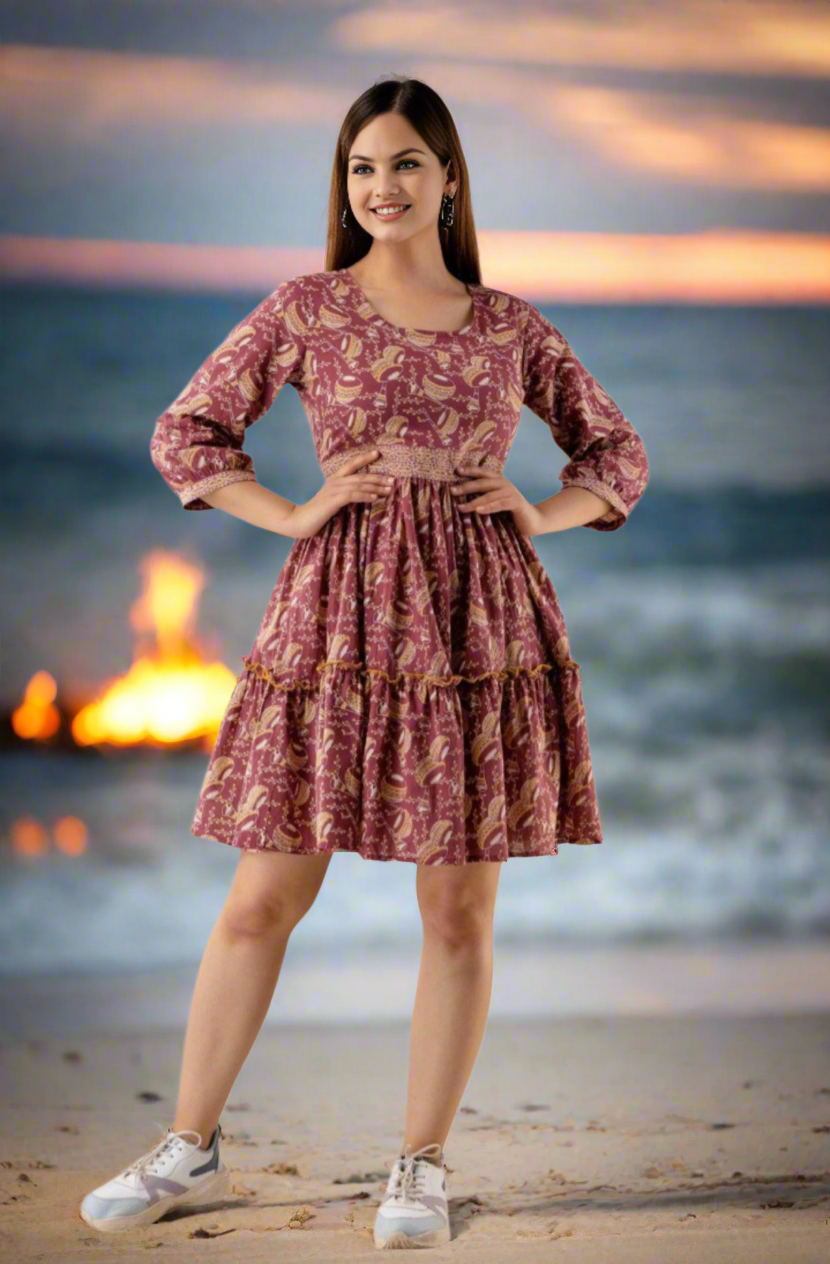 Women's Pure Cotton Fit & Flare Dress