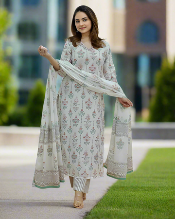 New Women's Viscose Straight Printed 3Pc Kurta Set