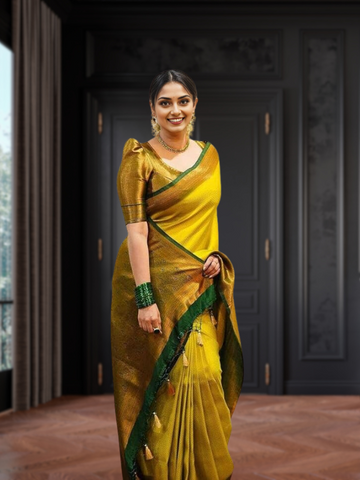 Women's Fancy Banarasi Kanjivaram Art Silk Saree with Blouse Pieces