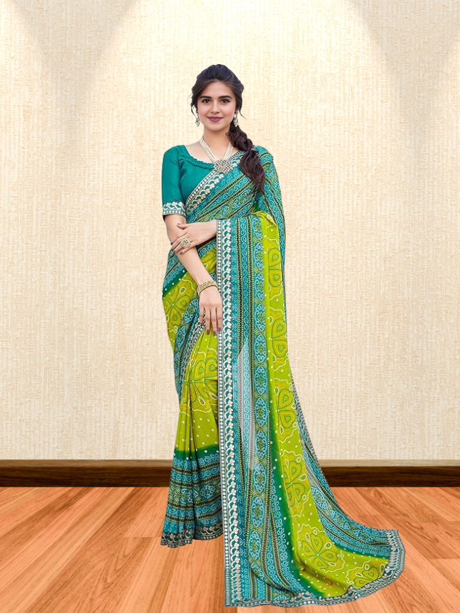 Women's Heavy Georgette Saree With Blouse Piece