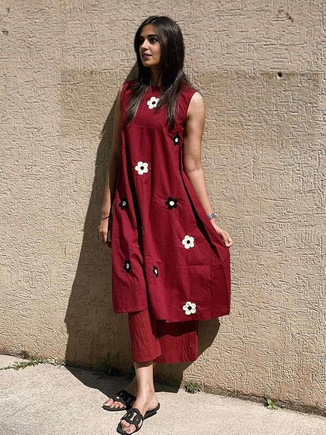 New Women's Office Look Sleeveless Kurta With Pant Set