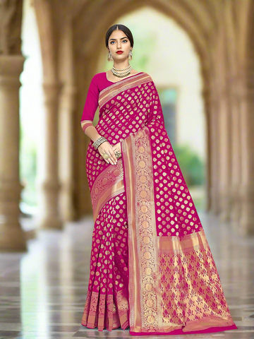 Women's Kanchipuram Art Silk Saree With Blouse Piece