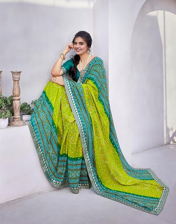 Women's Heavy Georgette Saree With Blouse Piece