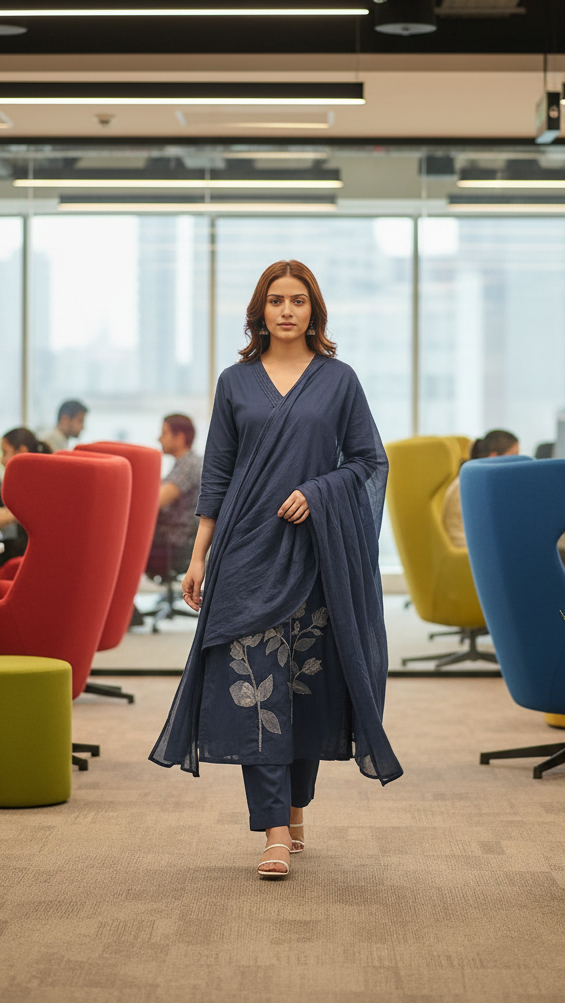 Blue Kurta Set – Google Office Background