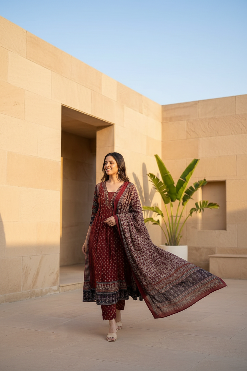 Maroon Kurta – Haveli Terrace