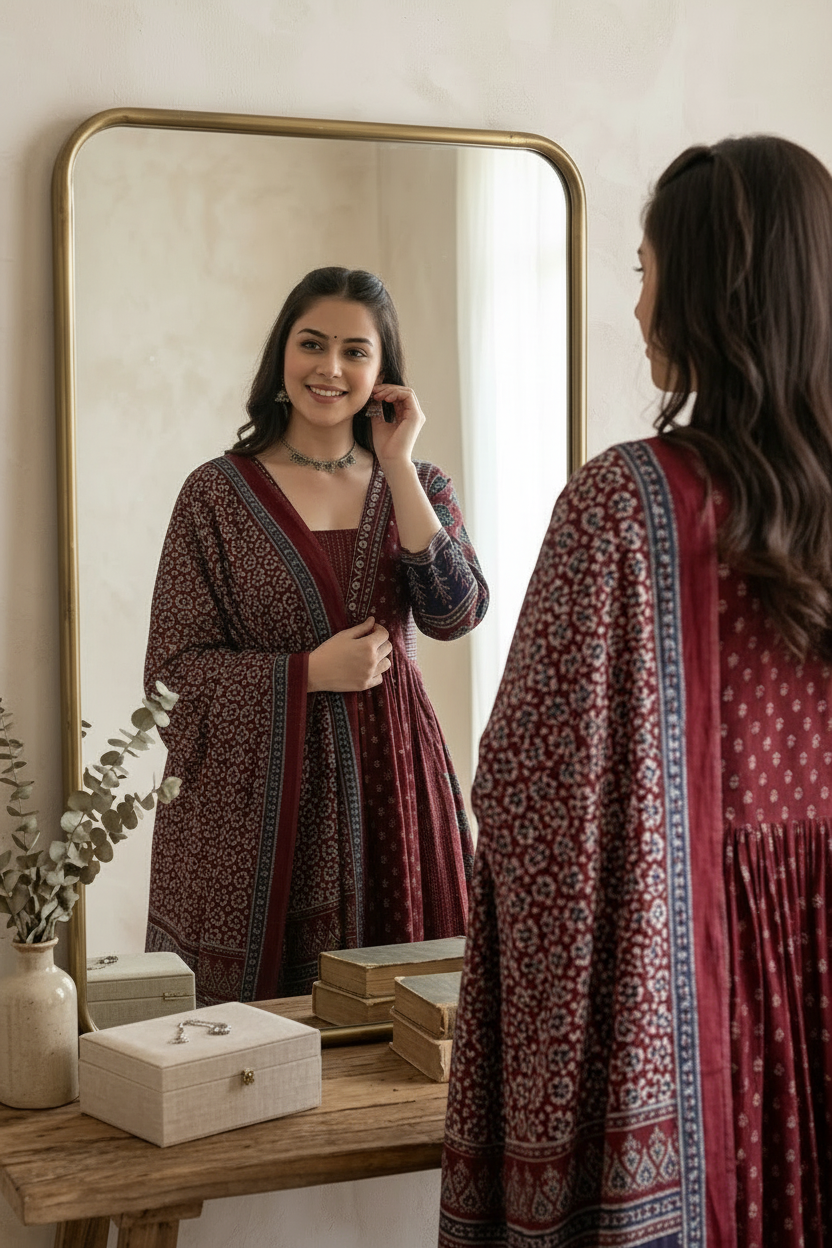 Maroon Kurta – Mirror Console