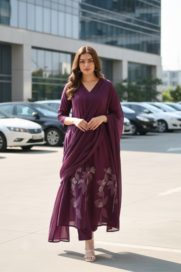Purple Kurta Set – Office Parking