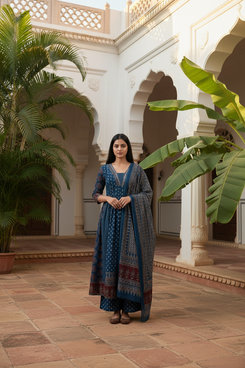 Teal Kurta – Villa Courtyard